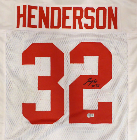 Ohio State TreVeyon Henderson Autographed White Jersey Beckett QR #1W040825