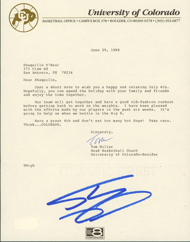 Shaquille O'Neal Signed University of Colorado-Boulder Recruitment Letter BAS