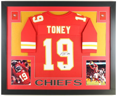Kadarius Toney Signed 35x43 Kansas City Chiefs Framed Jersey (Beckett) Receiver