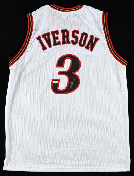 Allen Iverson Signed Philadelphia 76ers White Jersey (JSA COA) #1 Pk 1996 Draft