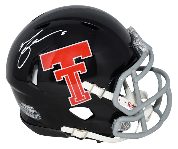 MICHAEL CRABTREE SIGNED TEXAS TECH RED RAIDERS THROWBACK MINI HELMET BECKETT