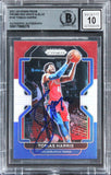 76ers Tobias Harris Signed 2021 Panini Prizm RWB #145 Card Auto 10! BAS Slabbed