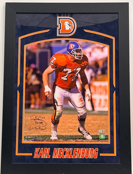 Karl Mecklenburg Autographed 16x20 Photo Inscribed Framed Broncos Schwartz COA