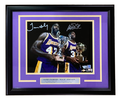 Magic Johnson James Worthy Signed Framed 11x14 Los Angeles Lakers Photo Fanatics