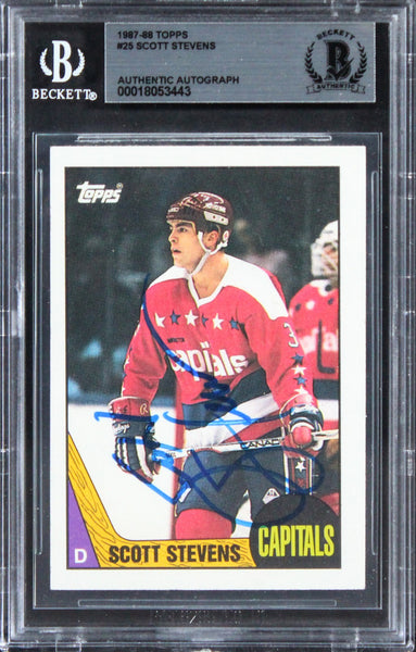 Capitals Scott Stevens Authentic Signed 1987 Topps #25 Card BAS Slabbed