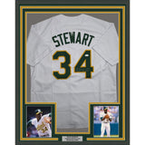 Framed Autographed/Signed Dave Stewart 35x39 Oakland White Jersey JSA COA