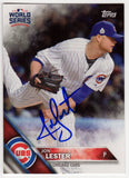 Jon Lester Signed Cubs 2016 Topps World Series Champ Baseball Card #WS17 -SS COA