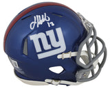 Giants Jalin Hyatt Authentic Signed Blue Speed Mini Helmet w/ Case BAS Witness 2