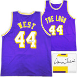 LOS ANGELES LAKERS JERRY WEST AUTOGRAPHED PURPLE BASKETBALL JERSEY JSA 228803