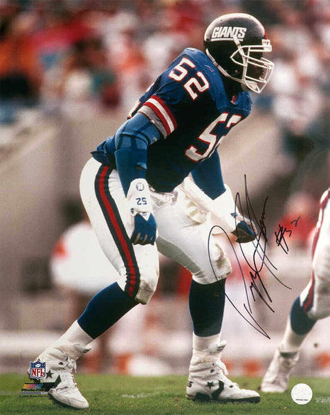 Pepper Johnson Signed Giants Blue Jersey Action 16x20 Photo - (SCHWARTZ COA)