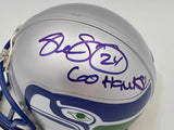 Shawn Springs Autographed Seahawks Throwback Mini Helmet Beckett BS30447