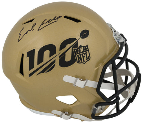 Earl Campbell Signed NFL 100th Logo Gold Riddell F/S Speed Rep Helmet -(SS COA)