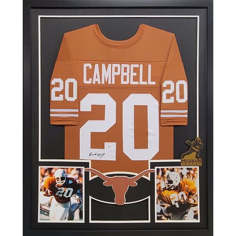 Earl Campbell Autographed Framed Texas Longhorns Jersey