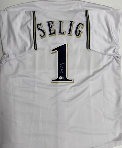 BUD SELIG Signed Custom Replica White Jersey AUTO - Milwaukee Brewers MLB - BAS