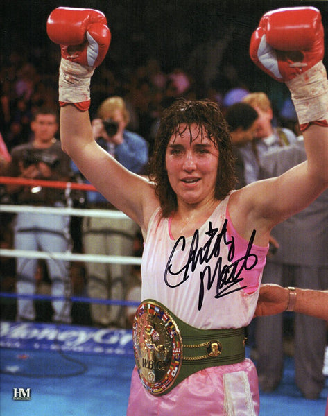 Christy Martin Signed Boxing Arms Raised 8x10 Photo - (SCHWARTZ COA)