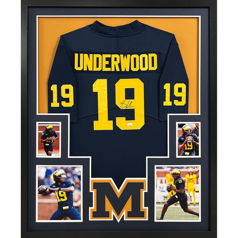 Bryce Underwood Autographed Signed Framed MIchigan 4P Jersey JSA
