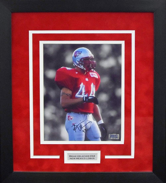 BRIAN URLACHER SIGNED NEW MEXICO LOBOS 8x10 FRAMED PHOTO COA