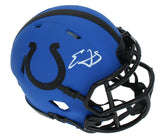 Edgerrin James Autographed Indianapolis Colts RAVE Mini Speed Helmet Beckett