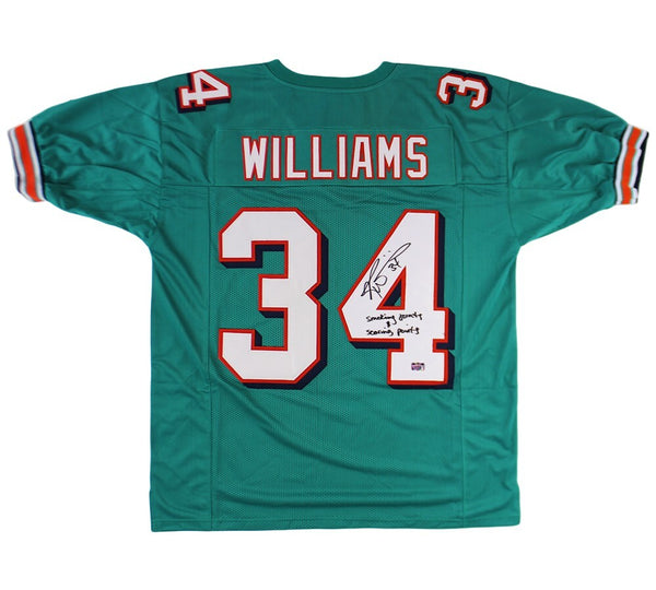 Ricky Williams Signed Miami Custom Teal Jersey with Inscription
