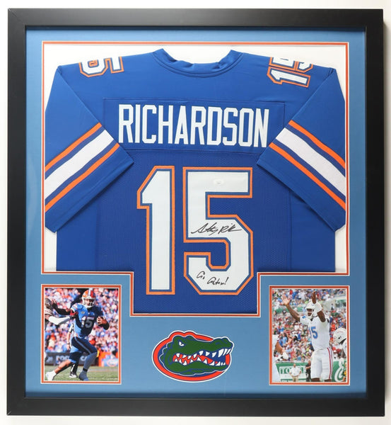 Anthony Richardson Signed Florida Gators 35"x38" Framed Jersey "Go Gators" (JSA)