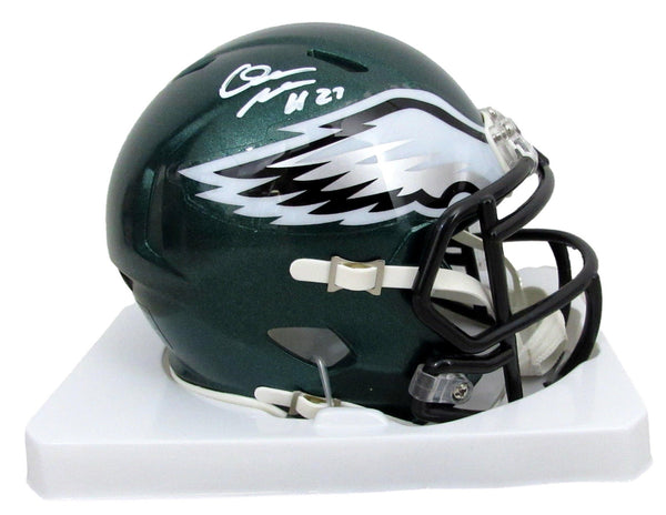Quinyon Mitchell Signed/Auto Speed Replica Mini Green Helmet Eagles JSA 210353