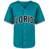 Derrek Lee Signed Teal Throwback Custom Baseball Jersey w/03 WS Champs -(SS COA)