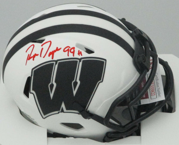 WI Badgers RON DAYNE Signed Riddell LUNAR Mini Helmet AUTO w/ '99 Heisman JSA