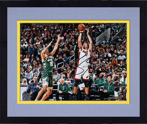 Framed Jaime Jaquez Jr. Miami Heat Signed 8" x 10" Shooting in White Photograph