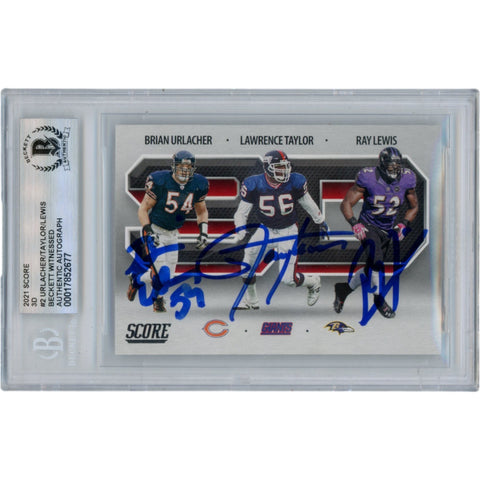 Lawrence Taylor Ray Lewis Brian Urlacher Autographed Slab Card Beckett 50357