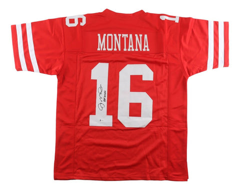 Joe Montana San Francisco Signed Red Football Jersey HOF 2000 JSA