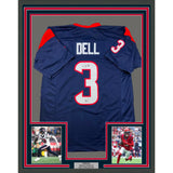 Framed Autographed/Signed Tank Dell 33x42 Houston Blue Jersey BAS COA
