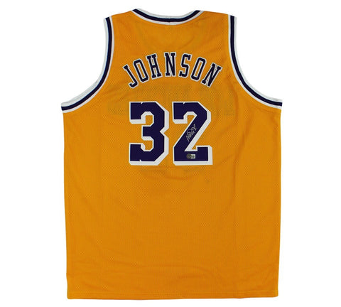 Magic Johnson Signed Los Angeles Custom Yellow Jersey