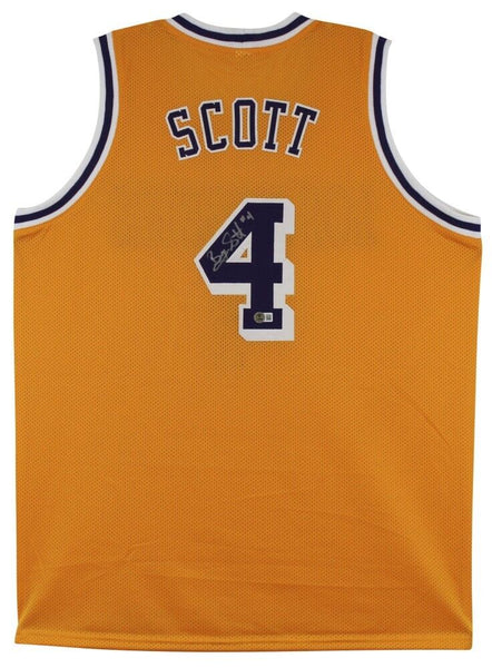 Byron Scott Signed Los Angeles Lakers Yellow Jersey (Beckett) 3xNBA Champion