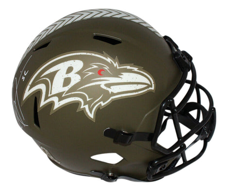 Ray Lewis Autographed Baltimore Ravens F/S Salute Helmet Beckett 41000