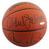 Jack Nicholson, Kareem Abdul-Jabbar & Magic Johnson Signed Basketball BAS LOA