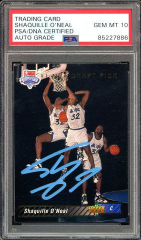 1992 Upper Deck #1 Shaquille O'Neal RC Magic Blue Ink PSA/DNA Auto GEM MINT 10