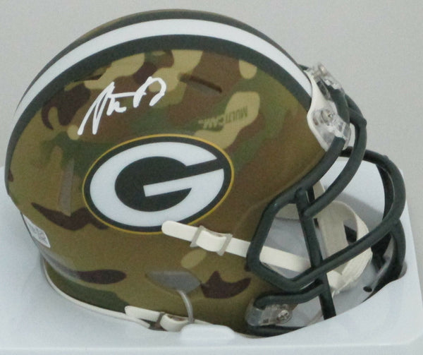 Packers MVP AARON RODGERS Signed Riddell CAMO Speed Mini Helmet AUTO - Fanatics