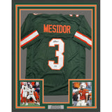 Framed Autographed/Signed Akheem Mesidor 35x39 Miami Green Jersey BAS COA