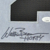 Framed Autographed/Signed Willie Brown 35x39 HOF 84 Black Jersey JSA COA