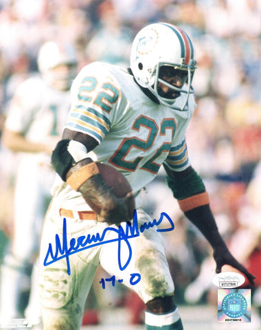 Eugene Mercury Morris Autographed Miami Dolphins 8x10 Photo W/17-0 JSA Witnessed
