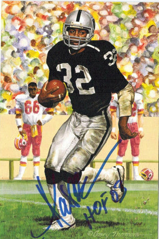 Marcus Allen Autographed Oakland Raiders Goal Line Art Card Blue HOF 10340