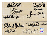 Showtime Lakers (9) Magic, Kareem +7 Signed 8x10 Forum Floorboard PSA & BAS 2
