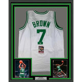 Framed Autographed/Signed Dee Brown 35x39 Boston White Jersey JSA COA