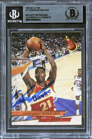 Hawks Dominique Wilkins Authentic Signed 1993 Ultra #7 Card BAS Slabbed 2