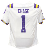 Ja'Marr Chase Autographed/Signed LSU Tigers Nike White L Jersey BAS 40272