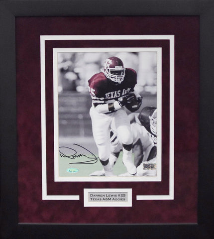 DARREN LEWIS AUTOGRAPHED TEXAS A&M AGGIES 8x10 FRAMED PHOTO TRISTAR