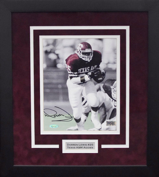 DARREN LEWIS AUTOGRAPHED TEXAS A&M AGGIES 8x10 FRAMED PHOTO TRISTAR