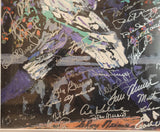 Framed Leroy Neiman Babe Ruth 11x14 Litho w/ Over 30 HOF Signatures JSA LOA