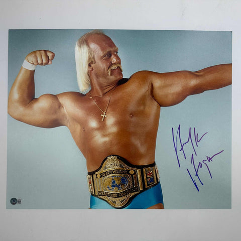 Autographed/Signed Hulk Hogan 16x20 WWE WWF Hulkamania Photo Beckett BAS COA #7