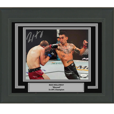 Framed Autographed/Signed Max Holloway UFC MMA Black Fighting 8x10 Photo JSA COA
